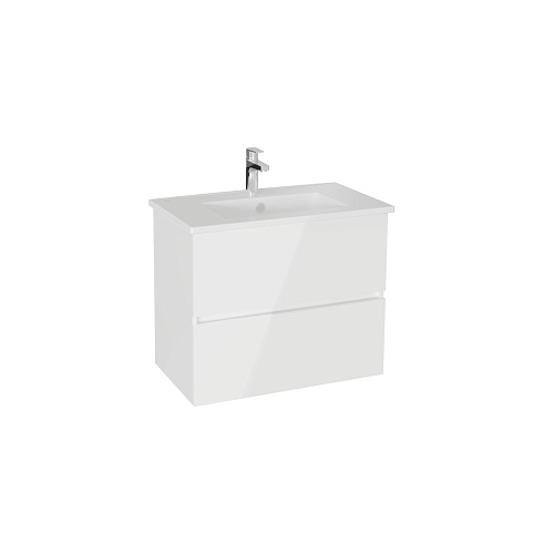 Тумба с раковиной для ванной VitrA Mia Plus Square 69742 80 см глянцевая белая ДСП