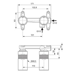 Ideal Standard BUILT-IN Встраиваемая часть однорычажного смесителя для раковины, резьба 1/2"