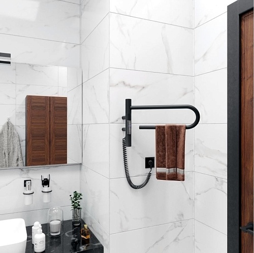 Полотенцесушитель электрический Vincea VTD-1P1BE 39x25, черный, таймер,