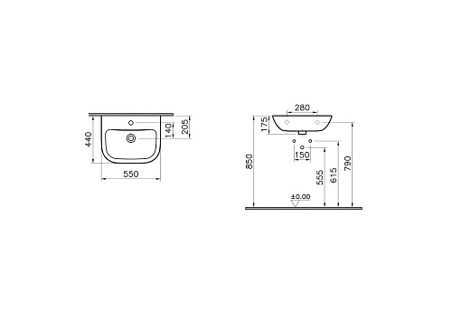 Раковина накладная VitrA S20 5502B003-0001 55 x 44 см белая антибактериальное покрытие Hygiene