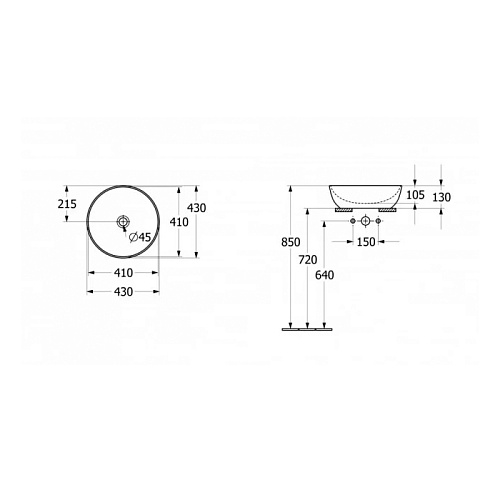Villeroy&Boch Artis Раковина накладная 430*430*125h, без отв. под смеситель, без перелива, TitanCeram, цвет альпийский белый