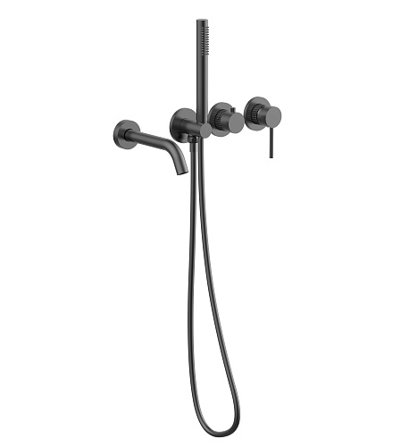 Смеситель для ванны Грув (Groove) VBTW-4G1GM, встраиваемый, вороненая сталь,