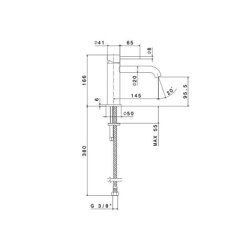 Kerama Marazzi Смеситель для раковины ETERNA однорычажный, без донного клапана 3/8”, брашированная медь, pvd