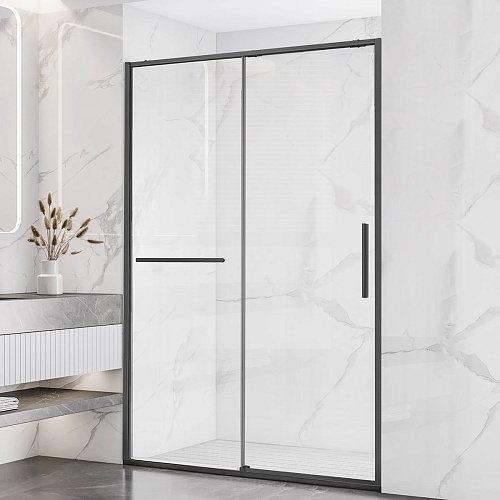 Душевая дверь Слим Софт (Slim Soft) VDS-1SS140CLGM, 1400, вороненая сталь, стекло прозрачное,