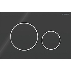 Geberit Sigma20 Клавиша для двойного смыва, круглая: черные, декор. кольца: глянцевый хром (замена 115.778.KM.1)