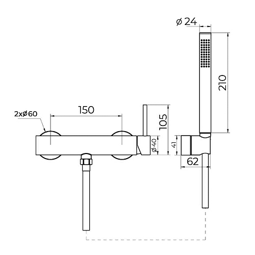 Смеситель для душа Knotlor SS-22/BL, черный