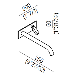 Agape Square Смеситель для раковины встроенный, однорычажный, излив: 25cм, цвет: полированная сталь