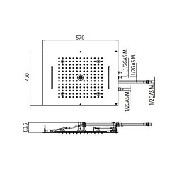 BOSSINI DREAM/4 Верхний душ 570 x 470 mm, 4 режима (дождь, каскад, водопад, моноструя), с 4 LED (белый), блок питания/управления, цвет: хром