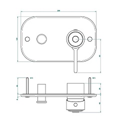 THG CAPUCINE VERT DECOR PLATINE Смеситель для душа встраиваемый, однорычажный, с переключателем, внешняя часть, декор платина, цвет хром