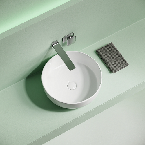 Раковина накладная CERAMICANOVA Taycan, круглая, диаметр 375 мм, высота 140 мм, белая