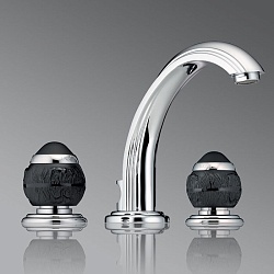THG PANTHERE CRISTAL NOIR Смеситель для раковины на 3 отверстия, с донным клапаном, цвет хром