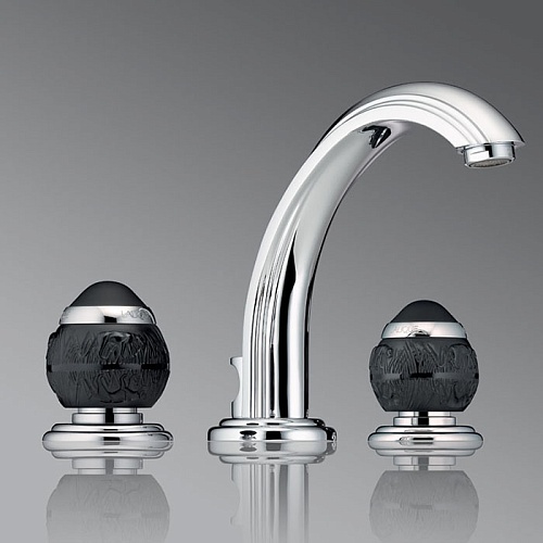 THG PANTHERE CRISTAL NOIR Смеситель для раковины на 3 отверстия, с донным клапаном, цвет хром