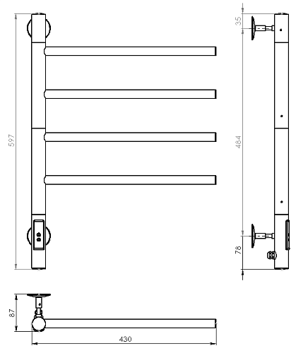 Полотенцесушитель электрический Vincea VTD-1S1CGE 43x60, графит, таймер,