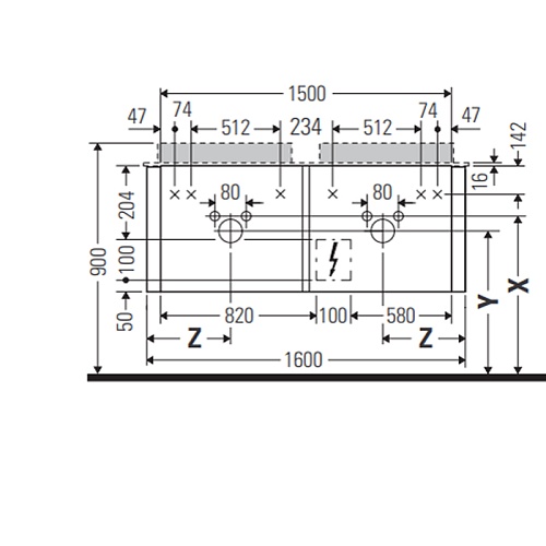 Duravit Happy D.2 Plus Тумба подвесная 160x55х35.4см, с 2 раковинами и 2 ящиками, цвет: stone grey satin matt