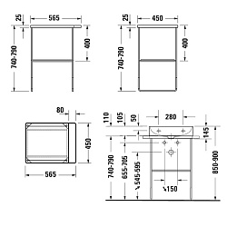 Duravit DuraSquare Консоль металлическая напольная с раковиной 50x47см, с полотенцедержателем, цвет: хром
