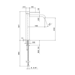 Kerama Marazzi Смеситель для раковины ETERNA однорычажный, высокий, без дон\клапана 3/8”, брашированная медь, pvd
