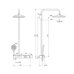 Ideal Standard Solos Душевая система с термостатическим смесителем, держатель для лейки, 3-функциональный (Rain, Silkrain, SecondSkin) круглый пластиковый верхний душ 30см., ручной душ 3-х фукциональный, шланг 175см., цвет: черный матовый
