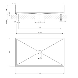 GESSI 316 Раковина 600x350 мм., для установки на столешницу, без перелива, нержавеющая сталь, цвет Steel Brushed