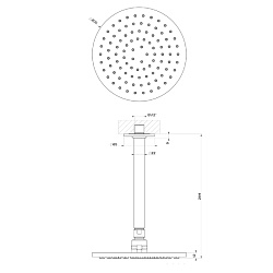 GESSI INCISO Потолочная душевая головка шарнирная на 1/2", &Oslash;200 мм, цвет: finox