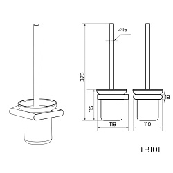 Ершик для унитаза Knotlor TB101GM, оружейная сталь