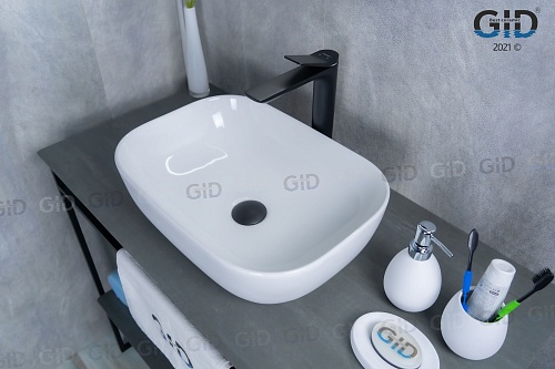 Раковина Gid D1333 51183 накладная белая 46x32.5x13.5