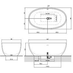 Antonio Lupi Reflex Ванна отдельностоящая, овальная, 167х86х53см, Cristalmood, цвет: Bottiglia