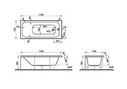 Ванна VitrA Optimum Neo 64570001000 170 x 75 см акриловая прямоугольная белая