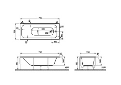 Ванна VitrA Optimum Neo 64530001000 170 x 70 см акриловая прямоугольная белая
