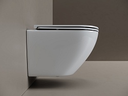 Унитаз подвесной Ceramicanova Whirl, смыв торнадо 3.0, крышка - сиденье из дюропласта с микролифтом и функцией быстрого снятия, скрытые крепления, цвет белый, арт CN11007T