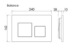 Кнопка смыва Balance, клавиши Square, цвет хром матовый, арт. CN12-002M