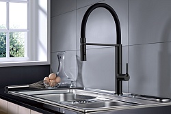 Смеситель для кухни Vincea VKF-114MB, черный,