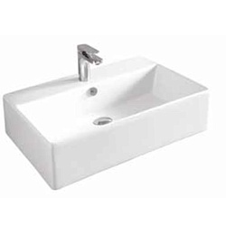 %Раковина подвесная/настольная 65x48 см, 1 отверстие, цвет белый