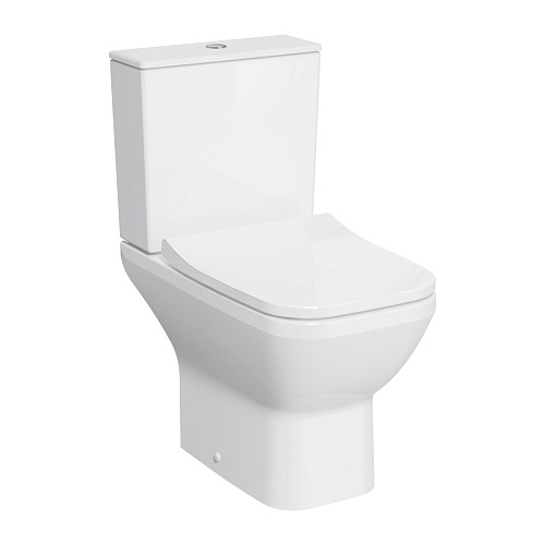 Унитаз-компакт напольный VitrA Integra Square 9833B003-7205 с сиденьем микролифт белый санитарный фарфор антибактериальное покрытие Hygiene