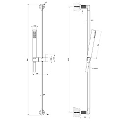 GESSI INCISO Штанга в комплекте с душевой лейкой, шланг 1,50 м, цвет: Finox Brushed Nickel