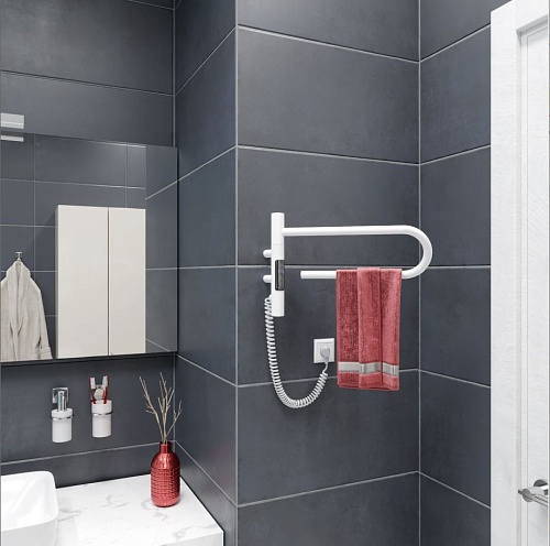 Полотенцесушитель электрический Vincea VTD-1P1WE 39x25, белый, таймер,