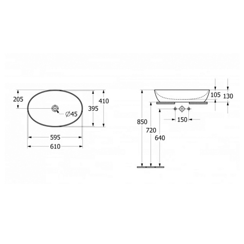 Villeroy&Boch Artis Раковина накладная 610*420*125h, без отв. под смеситель, без перелива, TitanCeram, цвет альпийский белый