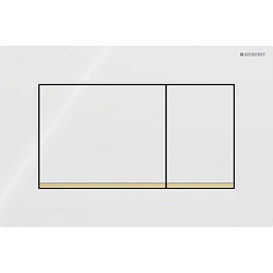 Geberit Sigma20 Клавиша для двойного смыва, квадратная: белые, декор. полоски: позолота (бывшая Sigma30)