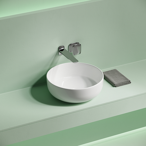 Раковина накладная CERAMICANOVA Taycan, круглая, диаметр 375 мм, высота 140 мм, белая