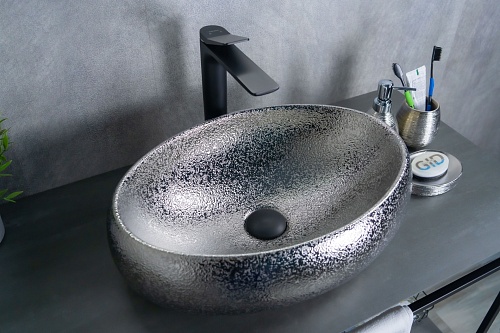 Раковина Gid 9030s 52235 накладная хром 48x34x15