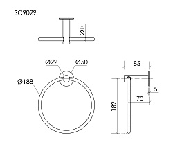 Полотенцедержатель SANCOS Base, кольцо, черный матовый, арт. SC9029MB