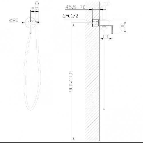 Смеситель ABBER Wasser Kreis AF8125RG с гигиеническим душем, розовое золото