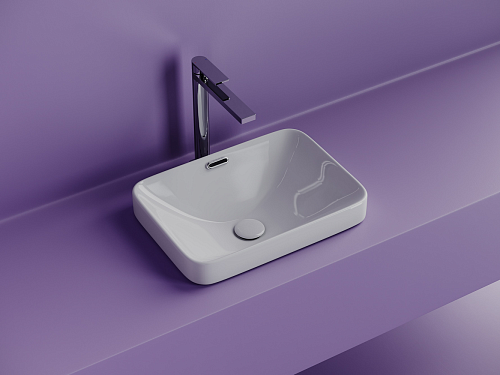 Раковина встраиваемая сверху CERAMICANOVA Element, с отверстием слива - перелива, прямоугольной формы 460x330x170 мм, с шаблоном для установки, цвет белый, арт. CN6078