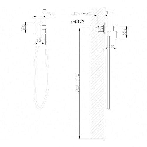 Смеситель ABBER Daheim AF8226NG с гигиеническим душем, никель