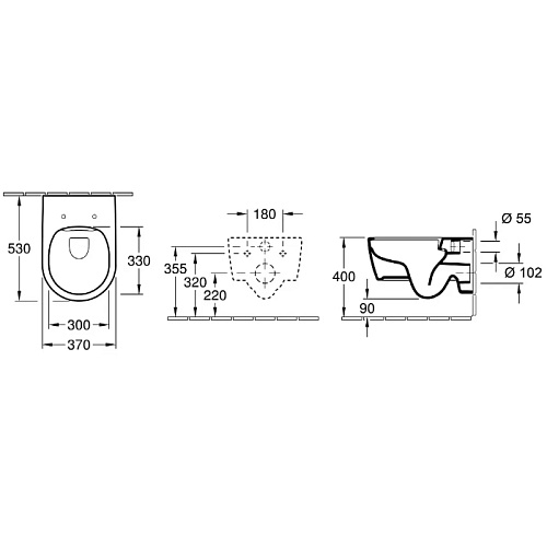 Villeroy&Boch Avento Унитаз подвесной 370*530*310, безободковый, в комплекте сиденье SlimSeat с микролифтом, цвет альпийский белый