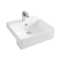 Artceram QUADRO Semincasso Раковина накладная полувстраиваемая 50х48 см, с 1 отв под смеситель, со слив переливом, цвет белый.
