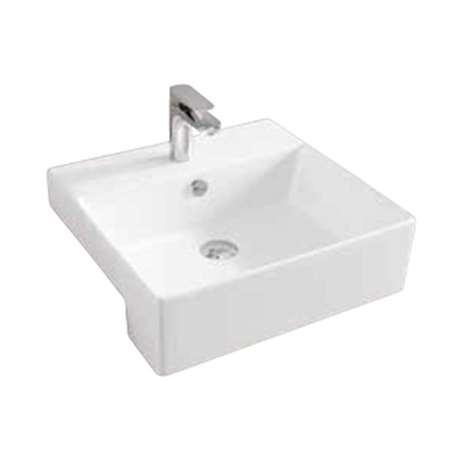 Artceram QUADRO Semincasso Раковина накладная полувстраиваемая 50х48 см, с 1 отв под смеситель, со слив переливом, цвет белый.