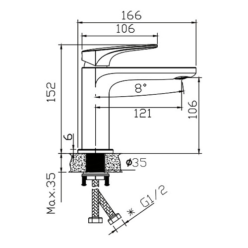 Cмеситель для раковины KNOTLOR KN-80/GM, вороненая сталь