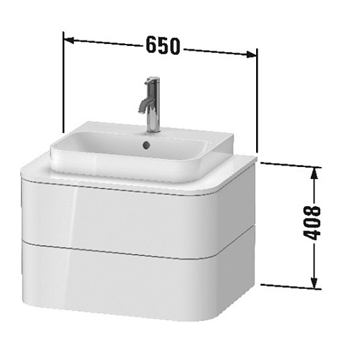 Duravit Happy D.2 Plus Тумба подвесная 65x55х40.8см, с раковиной и 2 ящиками, цвет: stone grey satin matt