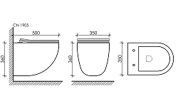 Комплект Подвесной унитаз MONO Rimless + Система инсталляции Balance кнопка Square, хром глянцевый