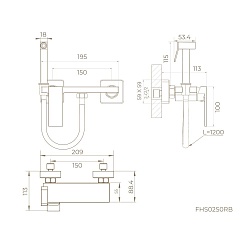 Гигиенический душ со смесителем Knotlor FHS02S0RB, бронза